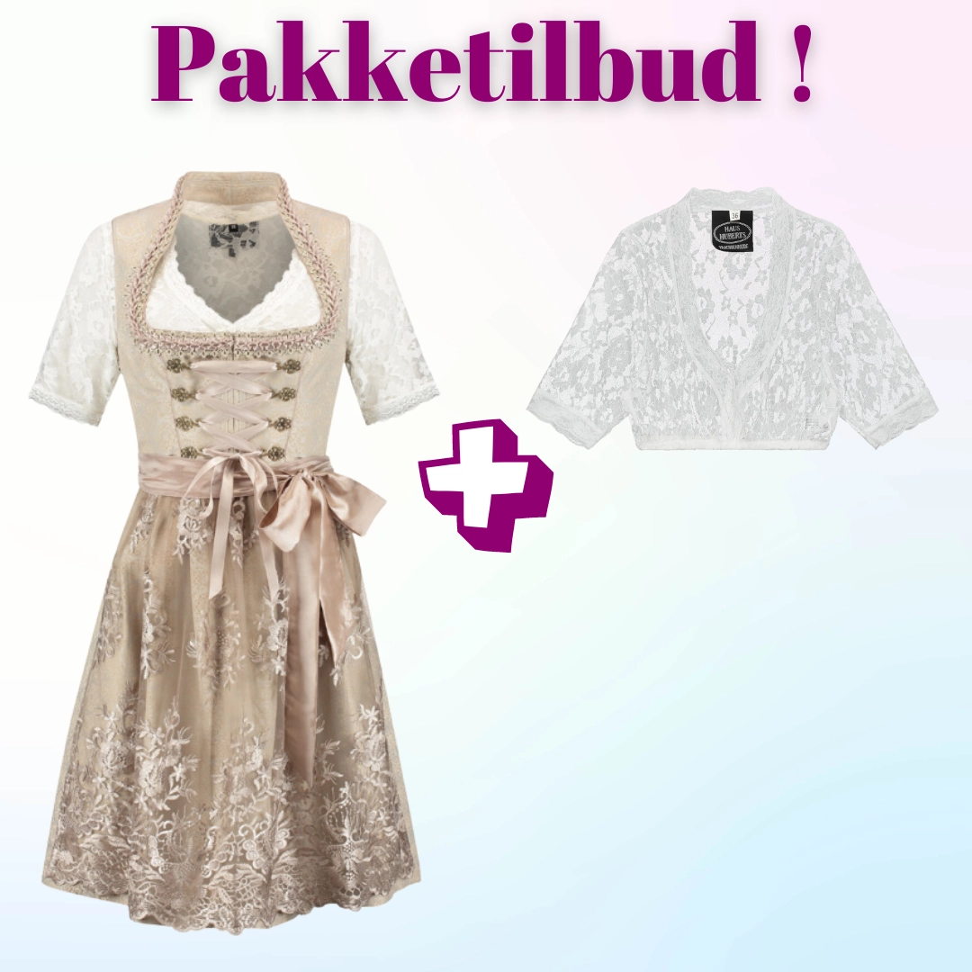 Tilbudspakke! Luksus Autentisk Tyrolerkjole med blondebluse